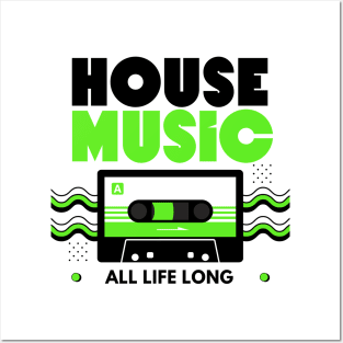 HOUSE MUSIC  - Cassette (Green/Black) Posters and Art